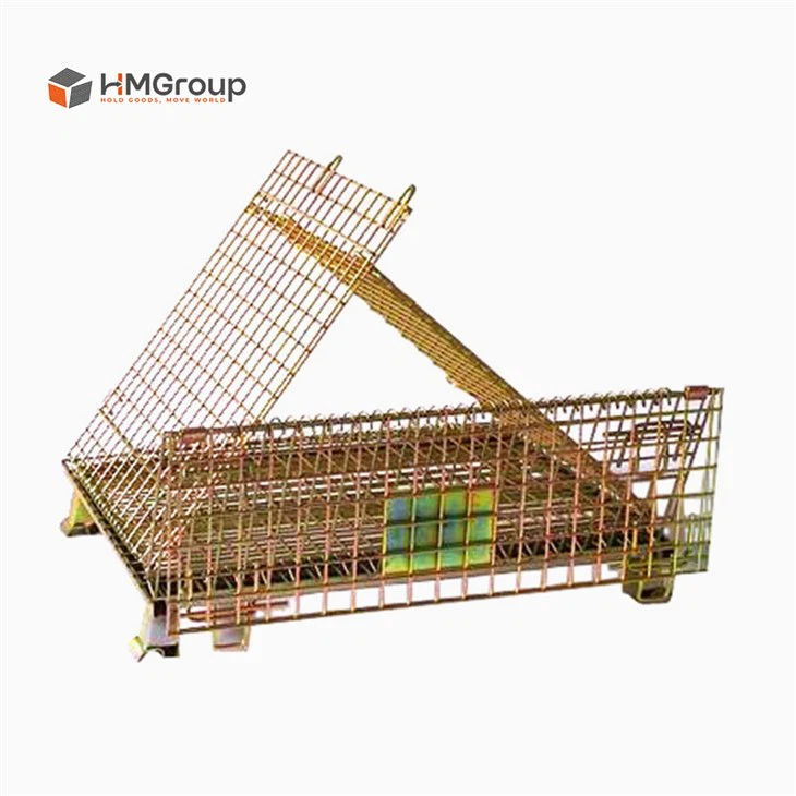 stackable welded wire mesh container for warehouse
